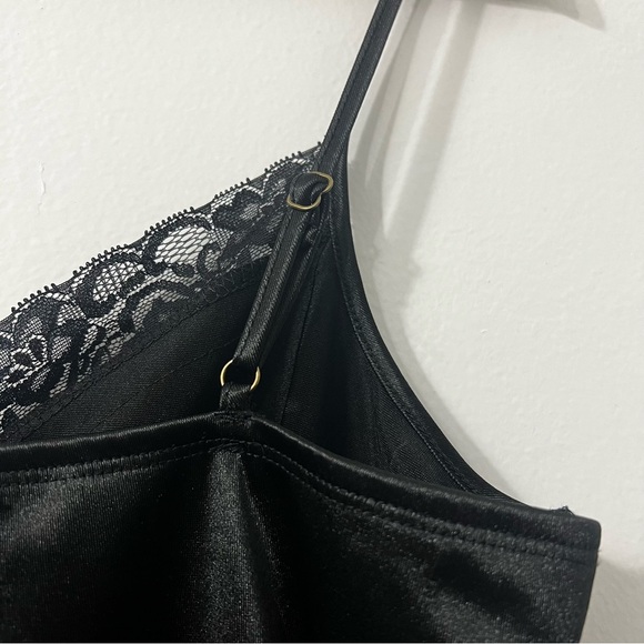 Women’s Lace Trim Satin Mini Slip Dress L Whimsigoth Fairy Grunge Witchy Vamp - Picture 8 of 12